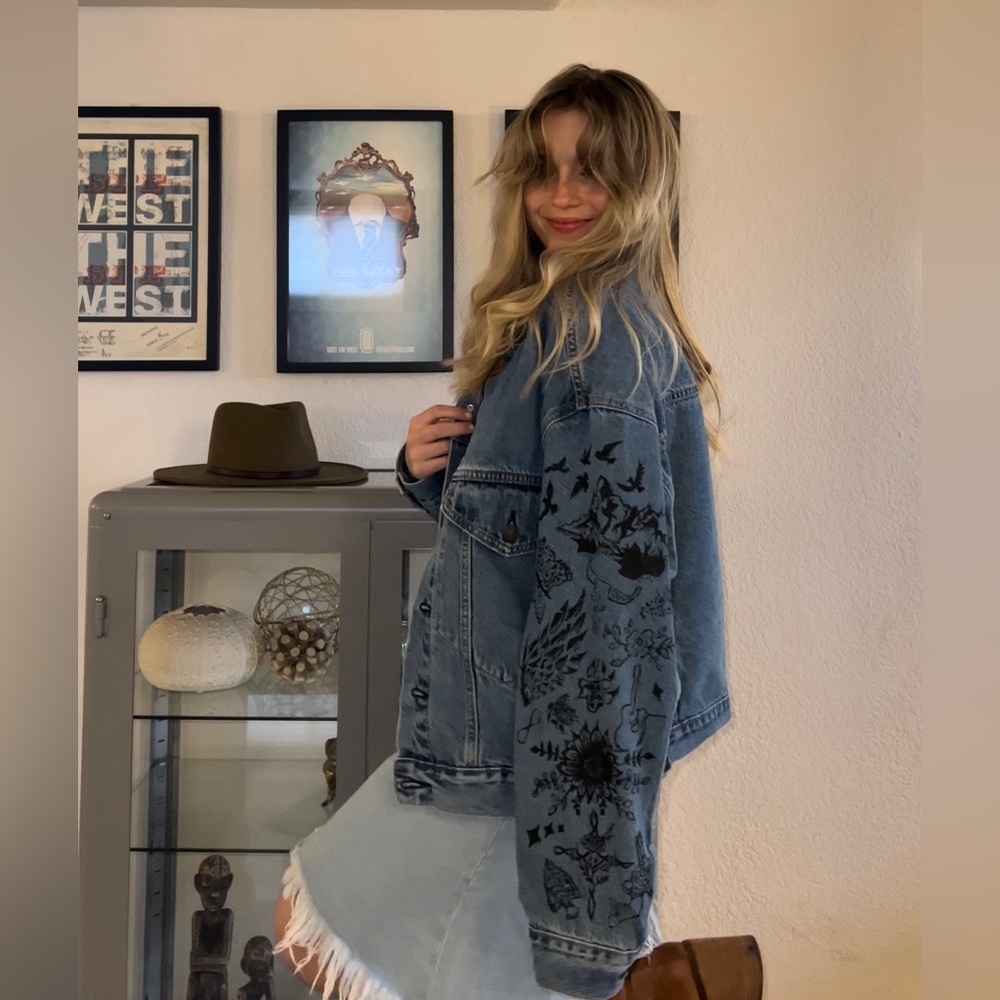 Hand-painted vintage denim Levi’s trucker jacket
